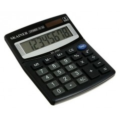 Калькулятор настольный мини 8-разрядный, SKAINER SK-308II, двойное питание, 100 x 124 x 32 мм, черный