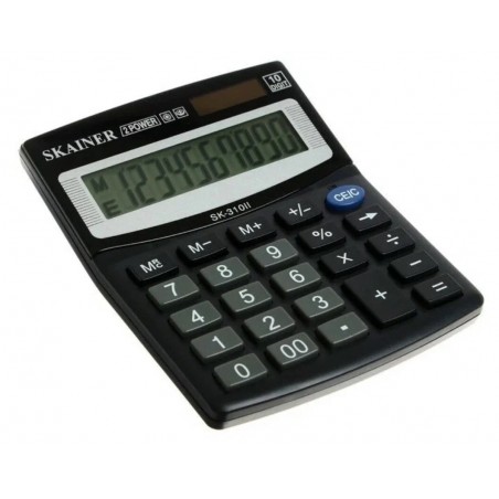 Калькулятор настольный мини 10-разрядный, Skainer SK-310II, двойное питание, 100 x 124 x 32 мм, черный, аналог (SDC-810)