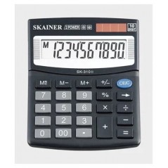 Калькулятор настольный мини 10-разрядный, Skainer SK-310II, двойное питание, 100 x 124 x 32 мм, черный, аналог (SDC-810)