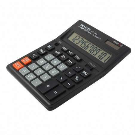 Калькулятор большой настольный 12-разрядный, SKAINER SK-444L, двойное питание, двойная память, 153 x 199 x 31 мм, черный