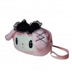 Мягкая игрушка сумка Кошечка с черепом Розовая 20 см.