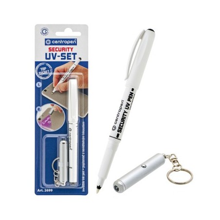 Набор Centropen маркер перманент Security-Pen+UV фонарик /след виден в ультрафиолете, блистер