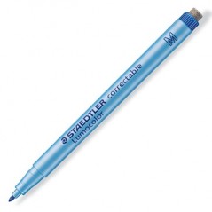 Маркер STAEDTLER "Lumocolor 305-M" стираемый с ластиком, д/гладких пов., круг., 1-2мм, синий
