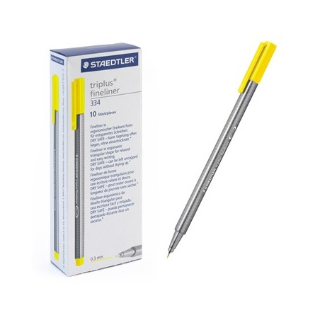 Ручка капиллярная STAEDTLER "Triplus" трехгр.,пластик, 0.3мм, цв.чернил: желтый