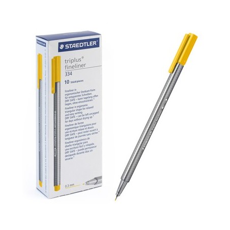 Ручка капиллярная STAEDTLER "Triplus" трехгр.,пластик, 0.3мм, цв.чернил: ярко желтый