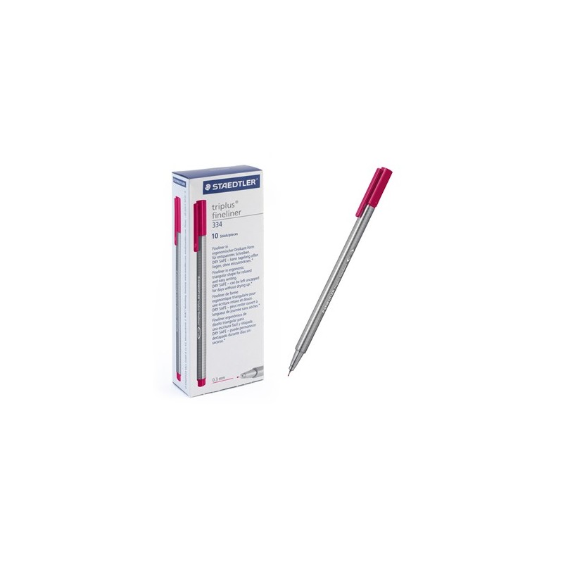 Ручка капиллярная STAEDTLER "Triplus" трехгр.,пластик, 0.3мм, цв.чернил: бордовый