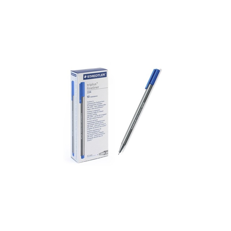 Ручка капиллярная STAEDTLER "Triplus" трехгр.,пластик, 0.3мм, цв.чернил: голубой