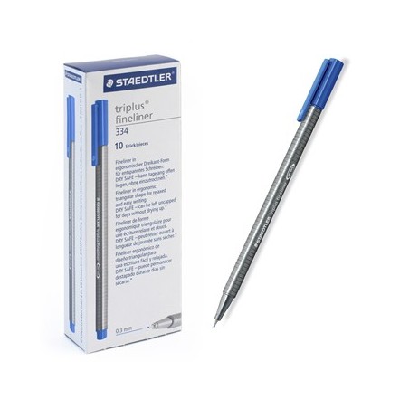 Ручка капиллярная STAEDTLER "Triplus" трехгр.,пластик, 0.3мм, цв.чернил: голубой