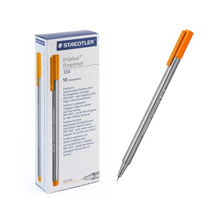 Ручка капиллярная STAEDTLER "Triplus" трехгр.,пластик, 0.3мм, цв.чернил: оранжевый