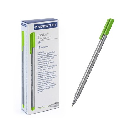 Ручка капиллярная STAEDTLER "Triplus" трехгр.,пластик, 0.3мм, цв.чернил: светло-зеленый