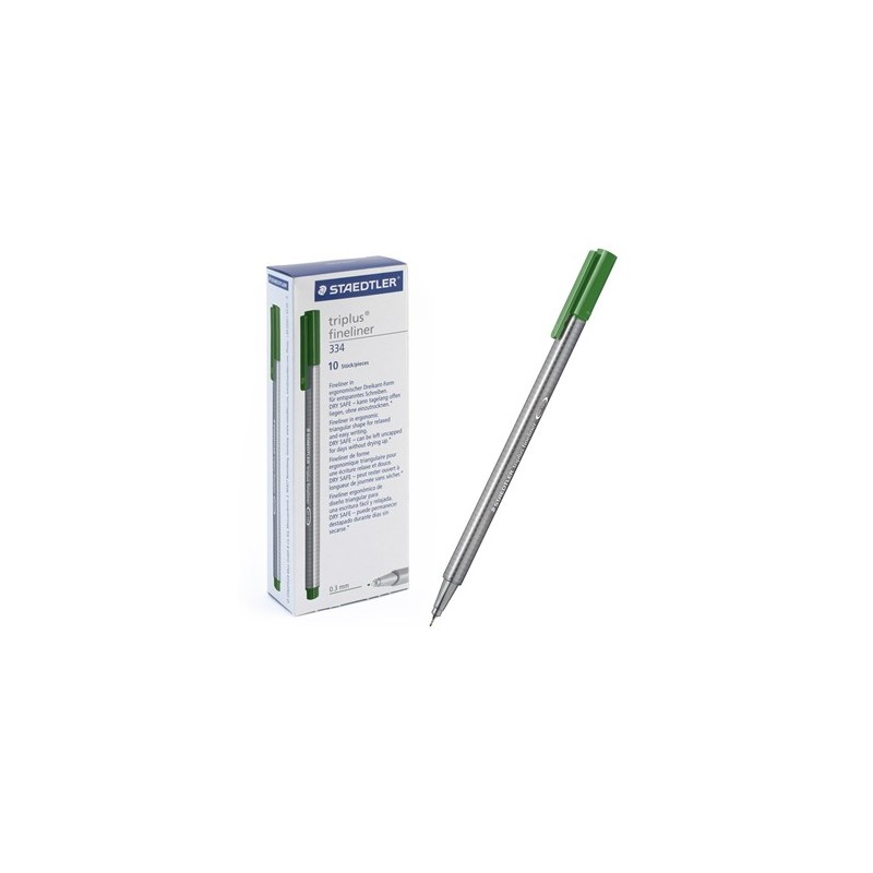 Ручка капиллярная STAEDTLER "Triplus" трехгр.,пластик, 0.3мм, цв.чернил: природный зеленый