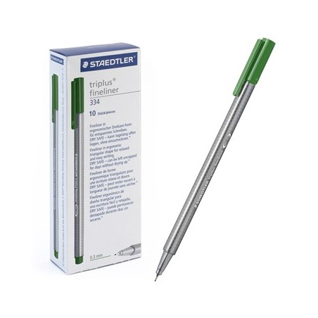 Ручка капиллярная STAEDTLER "Triplus" трехгр.,пластик, 0.3мм, цв.чернил: природный зеленый