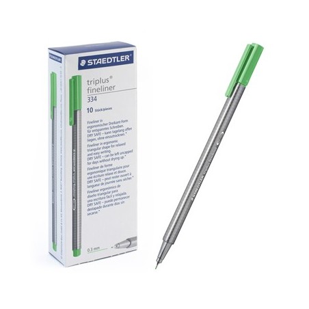 Ручка капиллярная STAEDTLER "Triplus" трехгр.,пластик, 0.3мм, цв.чернил: светло-зелёный
