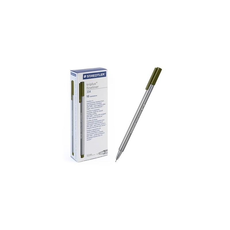 Ручка капиллярная STAEDTLER "Triplus" трехгр.,пластик, 0.3мм, цв.чернил: зеленый оливковый