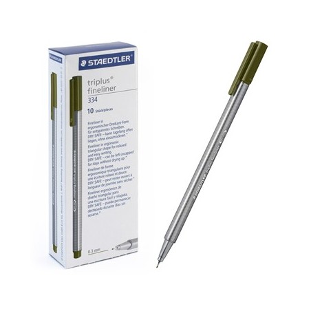 Ручка капиллярная STAEDTLER "Triplus" трехгр.,пластик, 0.3мм, цв.чернил: зеленый оливковый