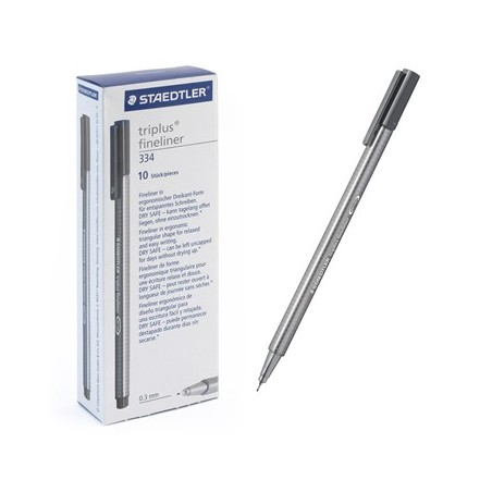 Ручка капиллярная STAEDTLER "Triplus" трехгр.,пластик, 0.3мм, цв.чернил: серый