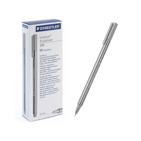 Ручка капиллярная STAEDTLER "Triplus" трехгр.,пластик, 0.3мм, цв.чернил: серебристо-серый