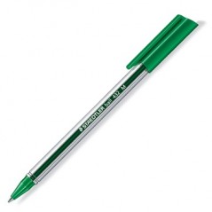 Ручка шарик. STAEDTLER "432" трехгранный прозрачный корпус, зелёная