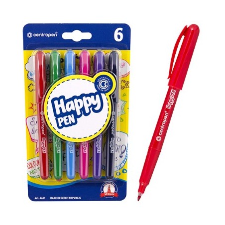 Линеры Centropen "Happy Pen", 0,7мм, для письма, 6 шт., в блистере