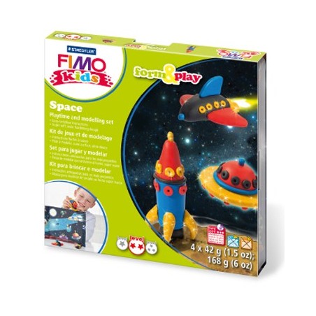 Набор: глина полимерная FIMO с игровыми элементами form&play "Космос"