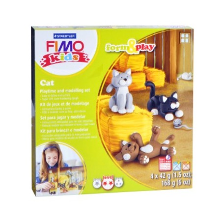 Набор: глина полимерная FIMO с игровыми элементами form&play "Кот"