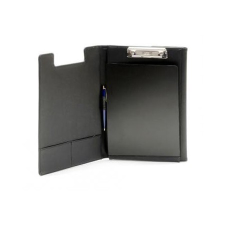 Клипборд А4 с клапаном, отделение для карточек, объемн.карман, держатель для ручки, иск.кожа, черный