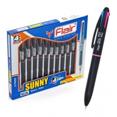 Ручка шарик. автомат."Flair" SUNNY NEON, пластик, 0,7мм,4-х цв:розовый,голубой,фиолетовый,оранжевый