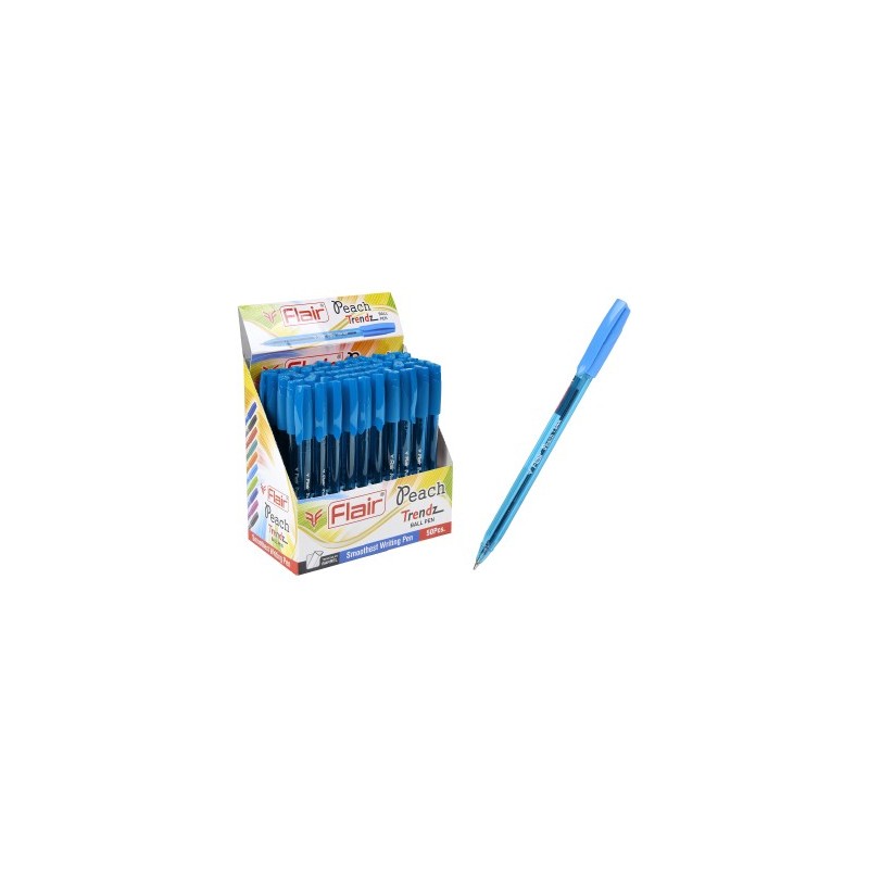 Ручка шарик. "Flair" PEACH TRENDZ, пластик, 1.0мм, трехгранный корпус, голубая, колпачок-цвет чернил
