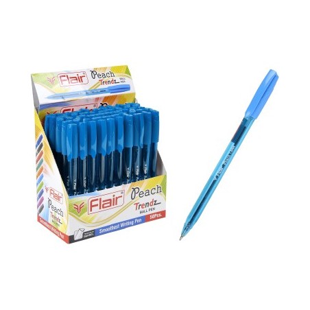 Ручка шарик. "Flair" PEACH TRENDZ, пластик, 1.0мм, трехгранный корпус, голубая, колпачок-цвет чернил