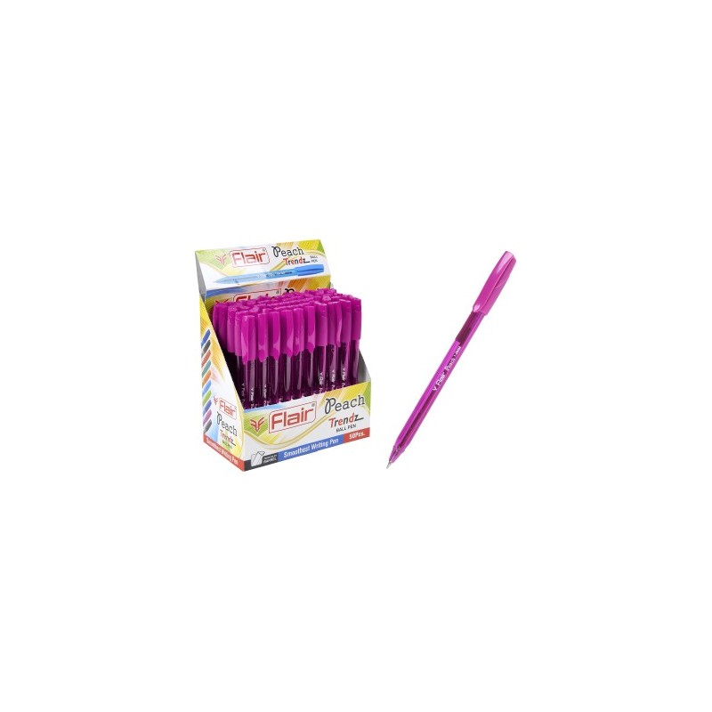 Ручка шарик. "Flair" PEACH TRENDZ, пластик, 1.0мм, трехгранный корпус, розовая, колпачок-цвет чернил