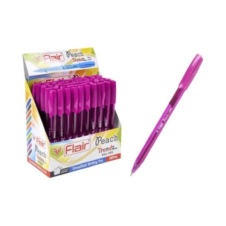 Ручка шарик. "Flair" PEACH TRENDZ, пластик, 1.0мм, трехгранный корпус, розовая, колпачок-цвет чернил