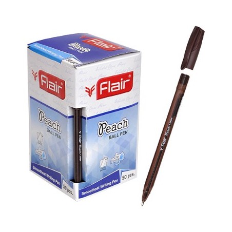 Ручка шарик. "Flair" PEACH TRENDZ,пластик,1.0мм, трехгранный корпус, коричневая,колпачок-цвет чернил