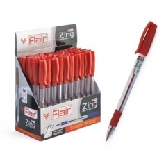 Ручка шарик. "Flair" ZING, пластик, трехгранный корпус, прорезиненный грип, 0,7 мм, красная