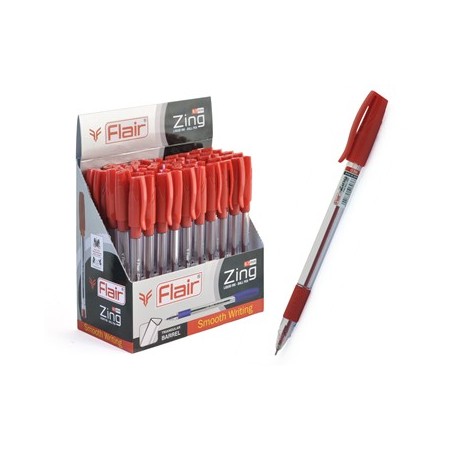 Ручка шарик. "Flair" ZING, пластик, трехгранный корпус, прорезиненный грип, 0,7 мм, красная