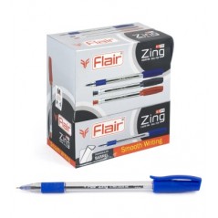 Ручка шарик. "Flair" ZING, пластик, трехгранный корпус, прорезиненный грип, 0,7мм, синяя