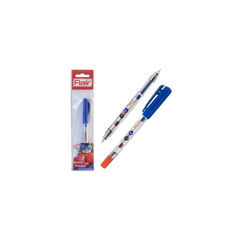 Ручка шарик. двусторонняя "Flair" 2-IN-1 пластик, синяя и красная, блистер