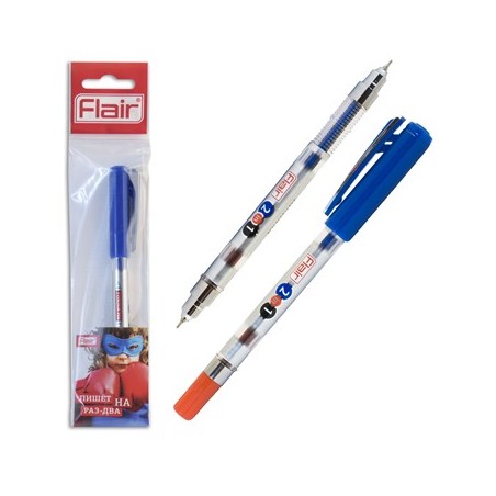 Ручка шарик. двусторонняя "Flair" 2-IN-1 пластик, синяя и красная, блистер