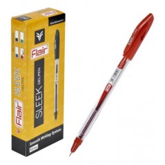 Ручка гелевая "Flair" SLEEK пластик, прозрачный корпус, 0,5мм, красная