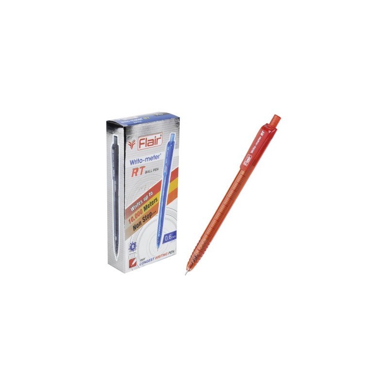 Ручка шарик. автомат. "Flair" WRITO-METER RT, пластик, 0,6мм, красная, пишет 10000 метров