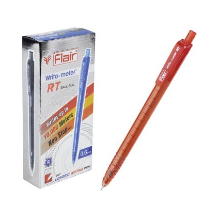 Ручка шарик. автомат. "Flair" WRITO-METER RT, пластик, 0,6мм, красная, пишет 10000 метров