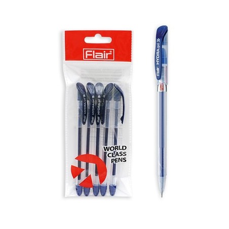Ручка гелевая "Flair" HYDRA пластик, прозрачный корпус, 0,5мм, синяя