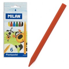 Мелки цветные MILAN "Plastipastel" 6 цв, трехгранные 12х0,8 см