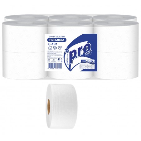 Бумага туалетная 170 метров, PROtissue (T2) PREMIUM, 2-слойная, белая, С-191