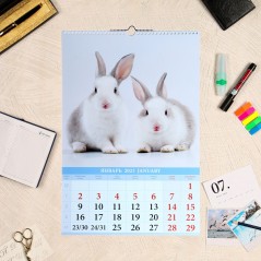 Календарь перекидной на ригеле "Символ года 5 - Кролик" 2023 год, 32х48см