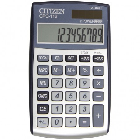 Калькулятор карманный Citizen, 12 разрядов, CPC-112, двойное питание, 72*120*9мм, серый