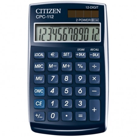Калькулятор карманный Citizen, 12 разрядов, CPC-112, двойное питание, 72*120*9мм, серый