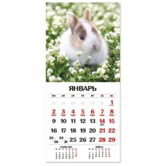 Календарь настенный перекидной на скрепке 2023 год. Символ года 1- Кролик 24х22см