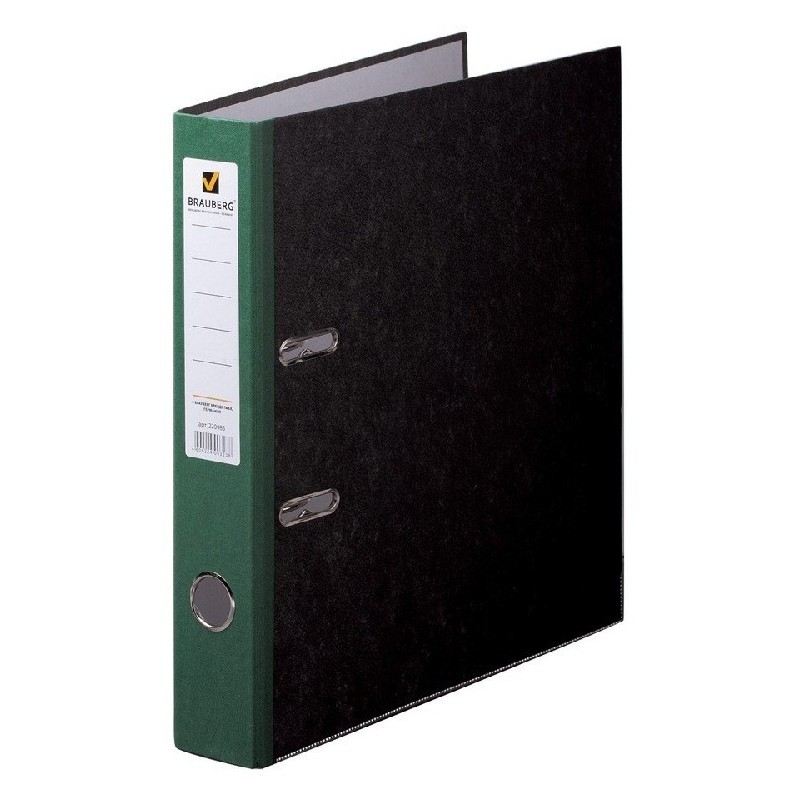 Папка-регистратор Brauberg с мраморным покрытием, 50мм, зеленный корешок
