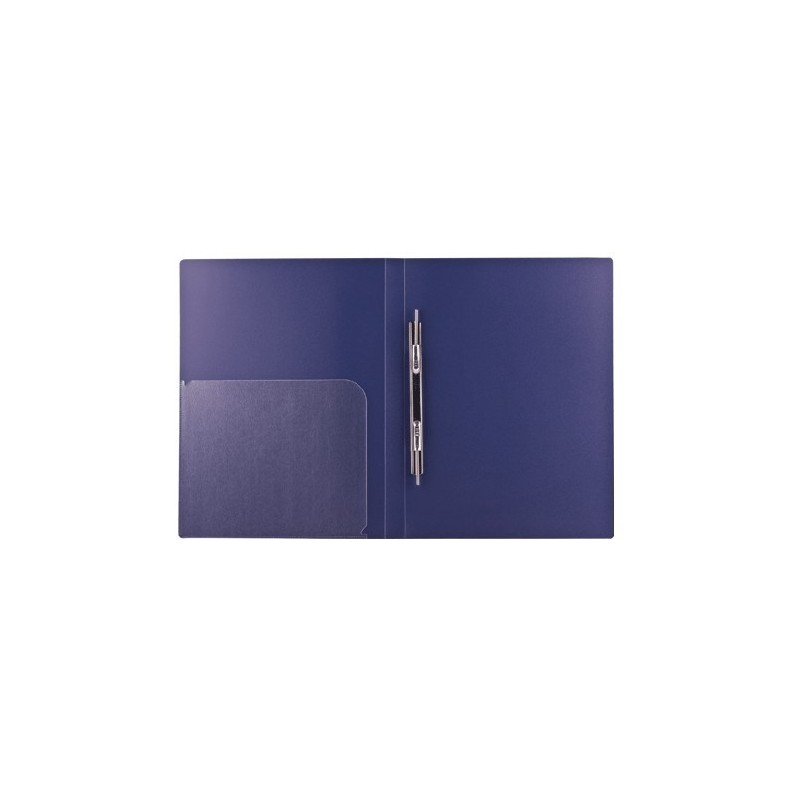 Папка пластиковая с металлическим скоросшивателем, с карманом,  Brauberg, цвет темно-синий
